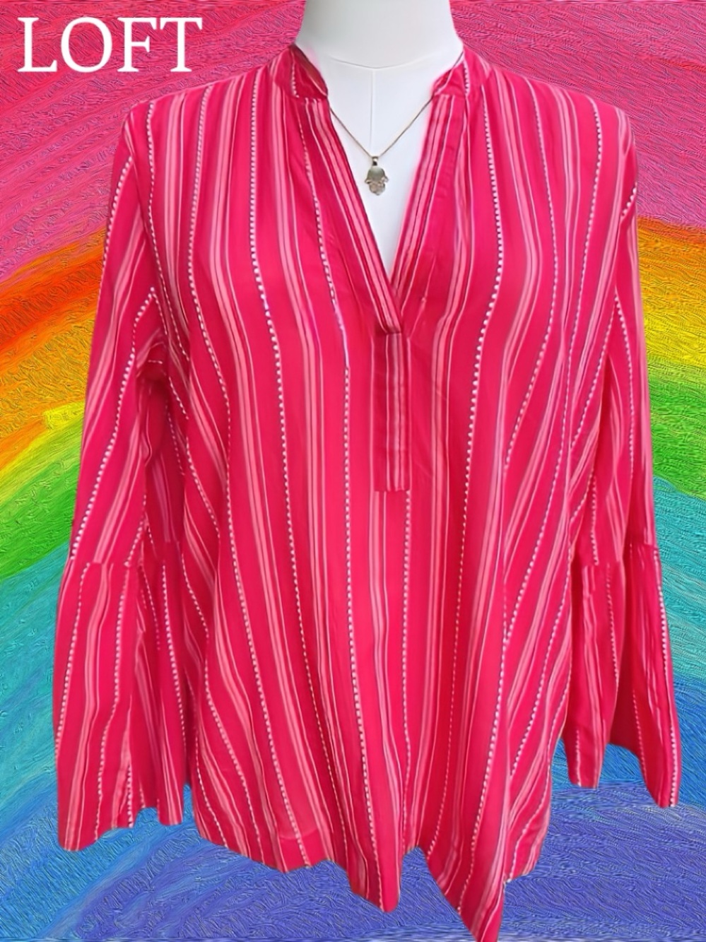 ANN TAYLOR LOFT SOFTENED LIPSTICK RED LIGHTWEIGHT  SHIRT / TOP - S ❤️🔥💋